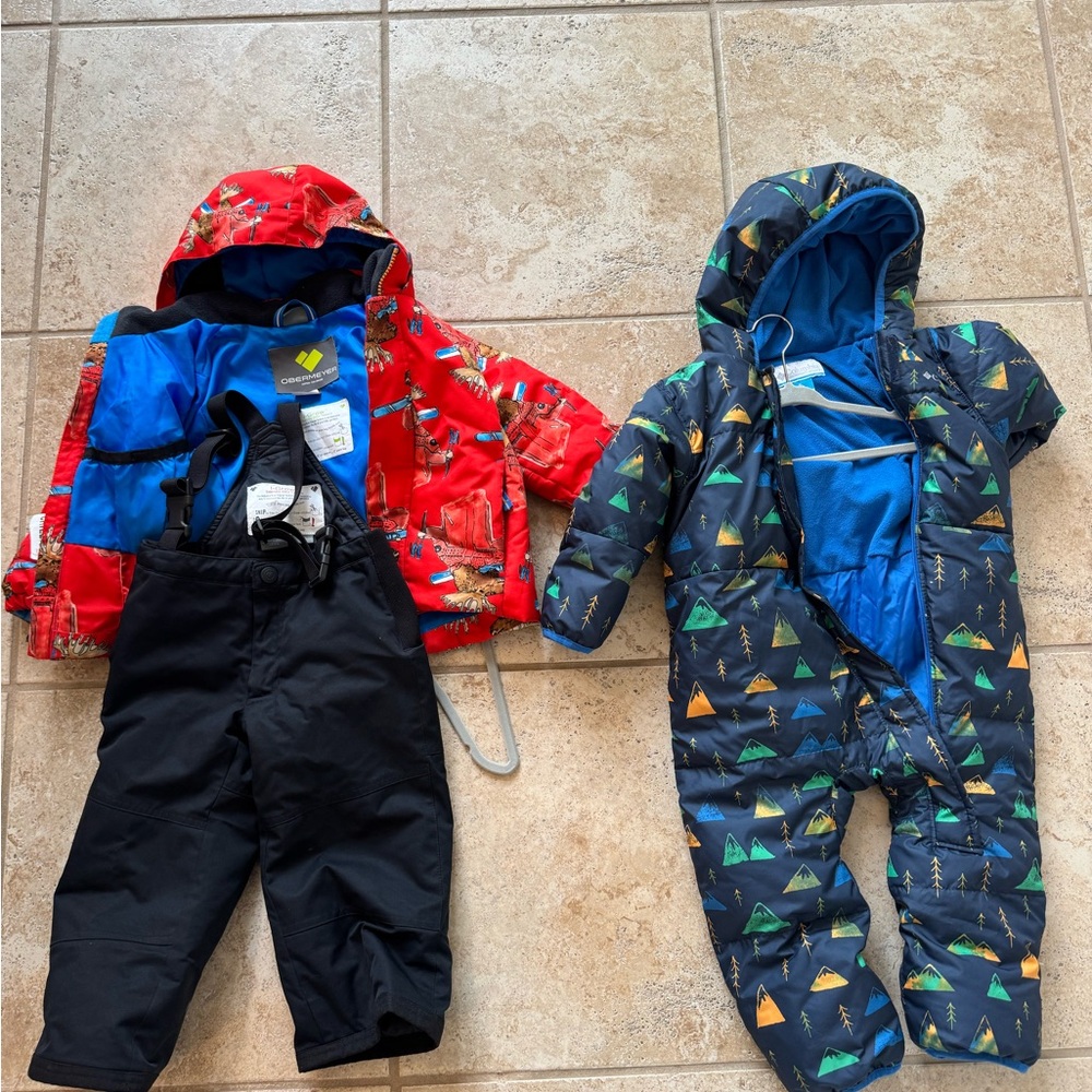 Children's Winter Snowsuit Set - Red and Blue